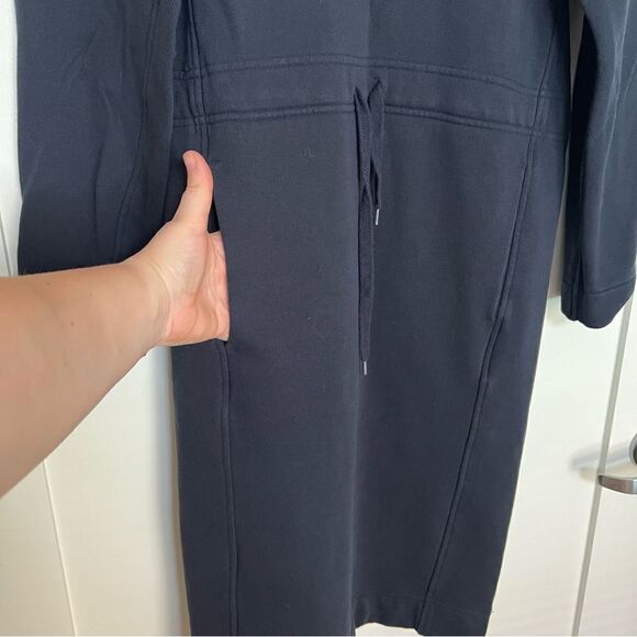 Uniqlo U Sweatshirt Dress S Navy Blue Long Sleeve Turtleneck Minimalist Pockets - Picture 6 of 13